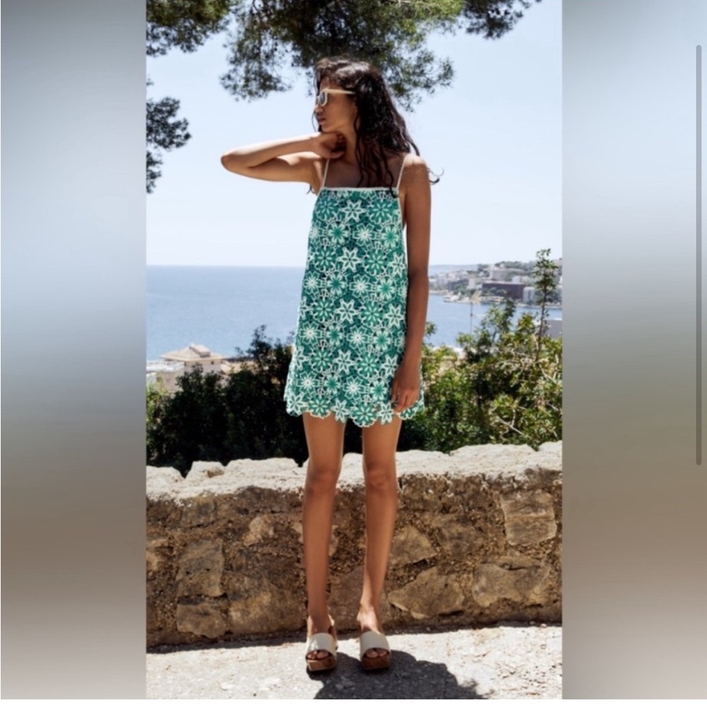 Zara green crochet dress NWOT